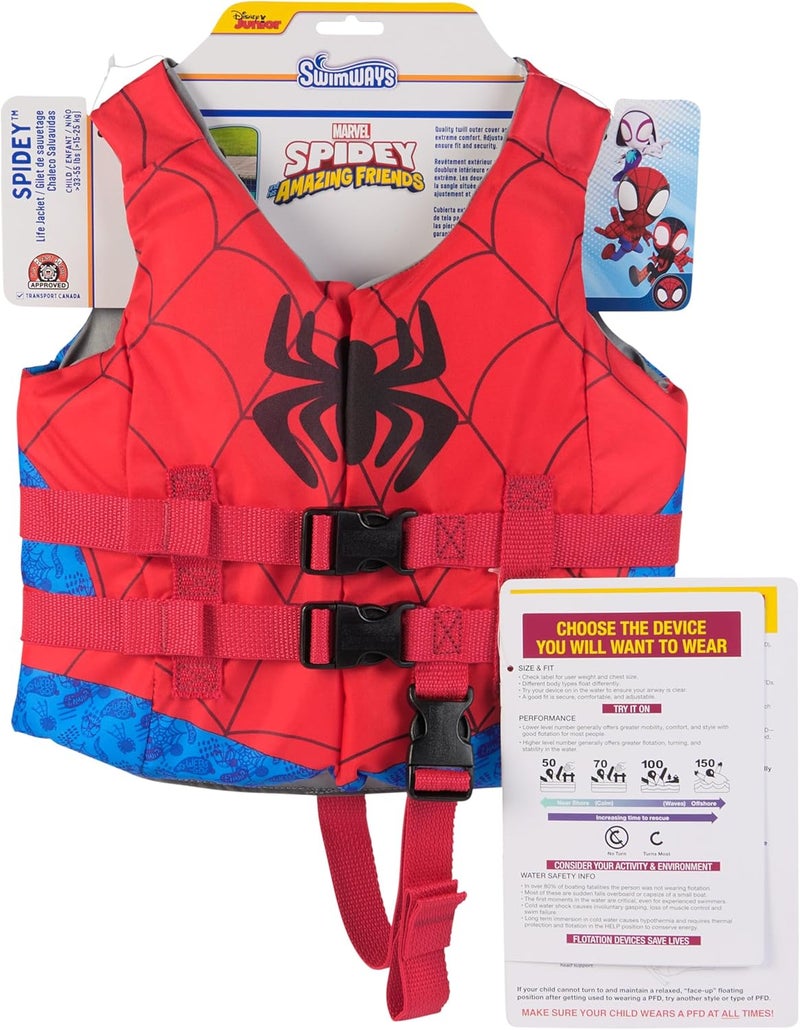 SwimWays Marvel Swim Trainer Life Jacket, US Coast Guard Approved Life Vest Kids Swim Vest, Pool Floats & Life Jackets for Kids 33-55 lbs, Spidey - Image 1